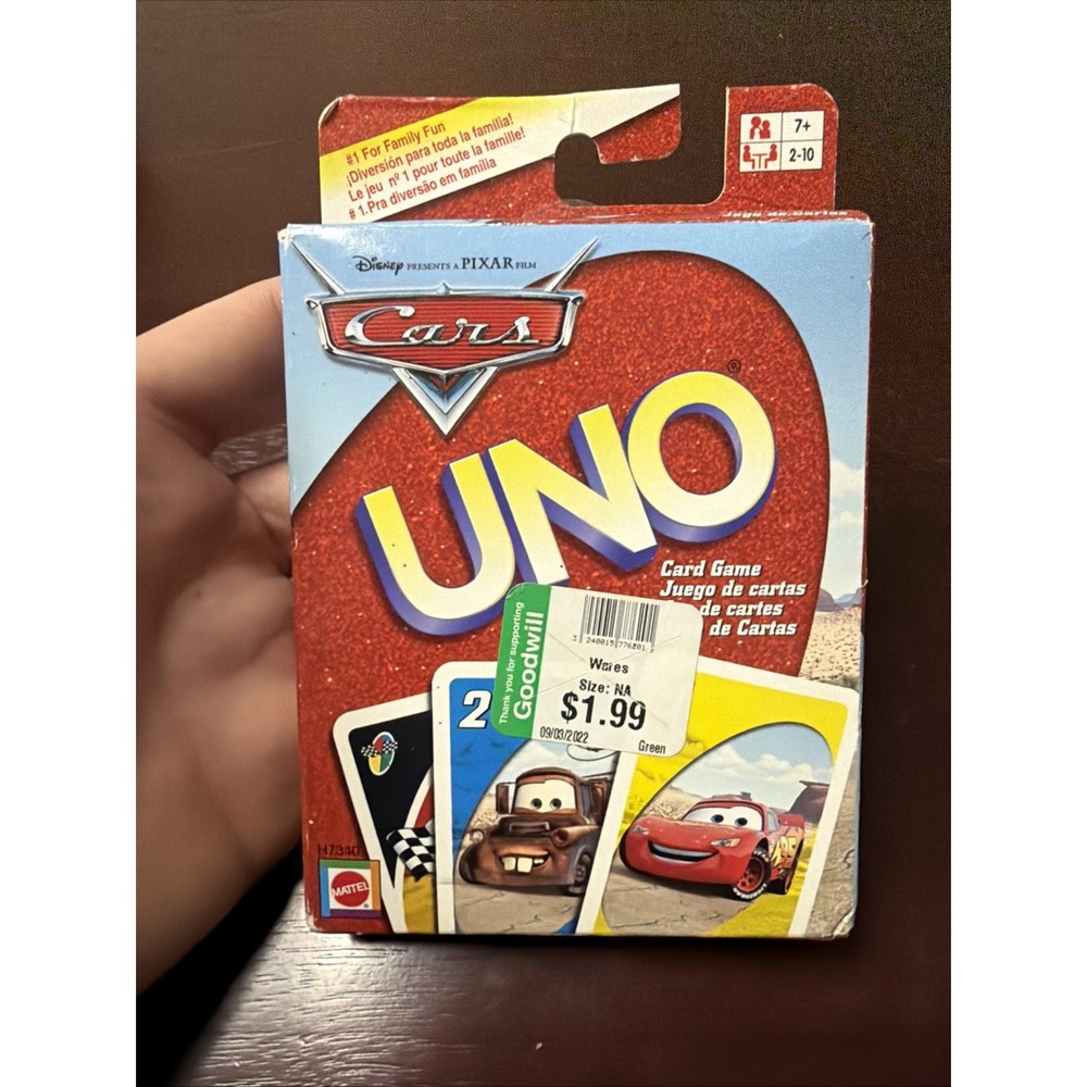 DISNEY PIXAR CARS UNO Family Card Game MATTEL CIRCA 2010 RARE NEW